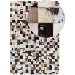 Beliani - Tappeto in pelle bianco / beige 140 x 200 cm Cerli