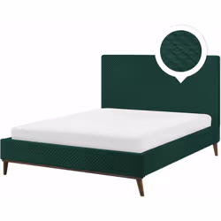 Elegante letto in tessuto vellutato verde scuro. Questo letto con rete a doghe si integrerà perfettamente in camere in stile ...