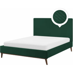 Letto Imbottito Verde Scuro Testiera Imbottita a Doghe 140 x 200 cm Bayonne