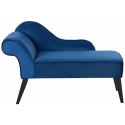 Beliani - Chaise Longue Velluto Blu Cobalto Fantasia a Foglie Versione Sinistra Biarritz