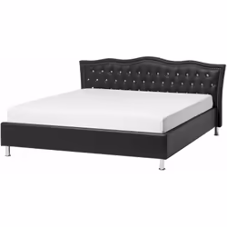 Letto piazza e mezza in finta pelle nera. Rendi la stanza da letto ancora più comoda con questo letto dal design classico. Re ...