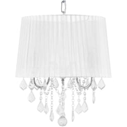Beliani - Lampadario in Cristallo con Paralume in Metallo Bianco a 3 Punti Luce Evans