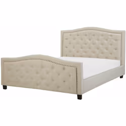 Rete a doghe in lino abbottonato. Porta lo stile vintage in camera da letto con questo letto con rete a doghe. Realizzato in  ...