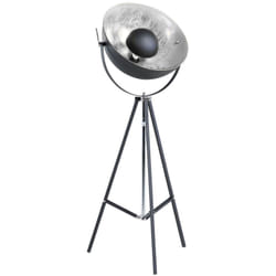 Lampada da pavimento nera-argento Thames