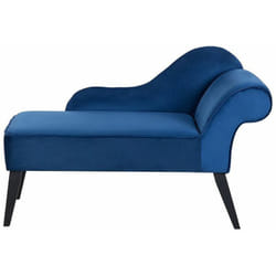 Beliani - Chaise Longue Velluto Blu Cobalto Fantasia a Foglie Versione Destra Biarritz