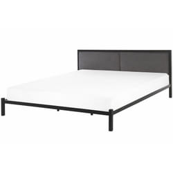 Beliani - Letto in metallo nero con testiera grigia 180 x 200 cm Clamart