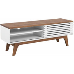 Tavolo tv mdf Color Legno Scuro e Bianco 2 Scomparti 44 x 117 x 35 cm Toledo ii