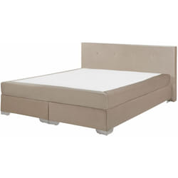 Letto Boxspring in Velluto Beige Imbottito con Materasso 180 x 200 cm Consul