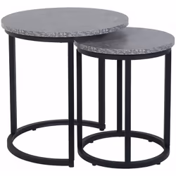 Moderni tavolini dal design industriale. Un set di tavolini in stile rustico e industriale perfetti per il soggiorno. Il pian ...