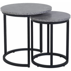 Set di 2 Tavolini Piano Effetto Cemento Scuro Struttura in Metallo Diixie