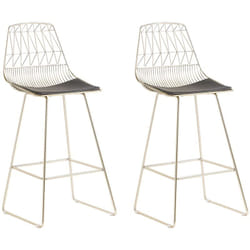 Set di 2 Sedie Alte Metallo Dorato e Seduta Imbottita in Ecopelle Nera Preston