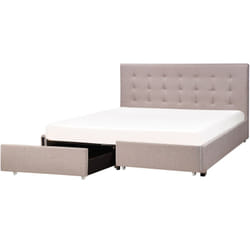 Letto contenitore tessuto grigio chiaro con rete a doghe e cassetti 180 x 200 cm La Rochelle