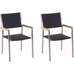 Set 2 sedie da giardino in stile moderno. Moderne e versatili, queste sedie in acciaio inossidabile e rattan sintetico aggiun ...