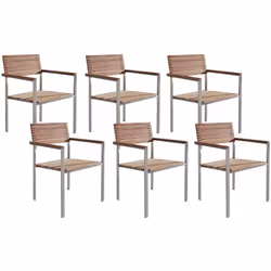 Sedia da giardino in acciaio e legno, set 6 pezzi. Queste eleganti sedie da pranzo per esterni sono la scelta ideale per ogni ...