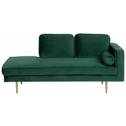 Beliani - Chaise Longue Versione Destra Velluto Verde Smeraldo Piedi in Metallo Miramas