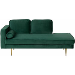 Beliani - Chaise Longue Versione Sinistra Velluto Verde Smeraldo Piedi in Metallo Miramas