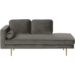Beliani - Chaise Longue Versione Sinistra Velluto Taupé Piedi in Metallo e Cuscini Miramas
