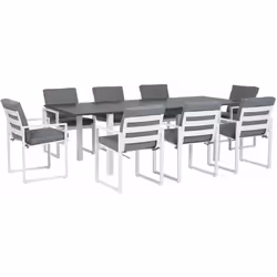 Set di 8 sedie da pranzo in alluminio per esterno. Questo funzionale set da pranzo da esterno, è la scelta ideale per godere ...