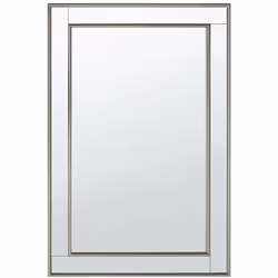 Elegante specchio da muro con cornice dorata e argentata. Lo specchio presentato si distingue per il suo design sofisticato e ...