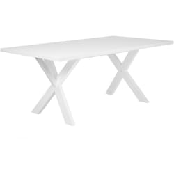 Tavolo da Pranzo in Legno Massiccio Bianco con Gambe a X 100 x 180 cm Lisala