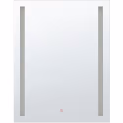 Decorativo specchio da bagno rettangolare a LED color argento. Questo specchio, dotato di illuminazione a nastro LED, è uno d ...