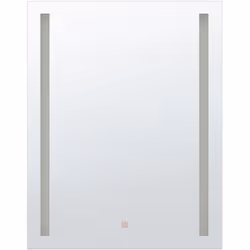 Decorativo specchio da bagno rettangolare a LED color argento. Questo specchio, dotato di illuminazione a nastro LED, è uno d ...