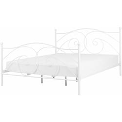 Letto in Metallo Bianco a Doghe con Decorazioni Sinuose 180 x 200 cm Dinard