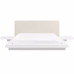 Letto matrimoniale dal design giapponese con comodini. Rendi la stanza da letto ancora più comoda con questo letto con rete a ...