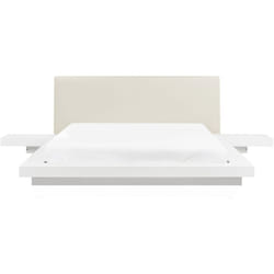Letto in Legno Bianco Stile Giapponese con Rete a Doghe 160 x 200 cm Zen