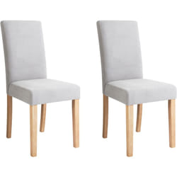 Set di 2 Sedie da Pranzo Moderne in Tessuto Grigio Gambe in Legno Broadway