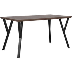 Tavolo da Pranzo Piano in Legno Scuro Gambe in Metallo Nero 140 x 80 cm Bravo
