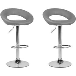 Set di 2 Sgabelli Imbottiti Ecopelle Grigia Girevoli Altezza Regolabile Peoria