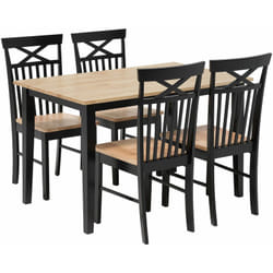 Beliani - Set da pranzo di tavolo 120cm e 4 sedie in legno nero Houston