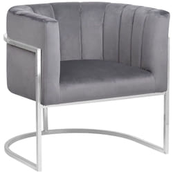 Beliani - Poltrona in velluto grigio Larvik