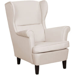 Sedia Classica Wingback Imbottita Schienale Alto Tessuto Beige Chiaro Abson