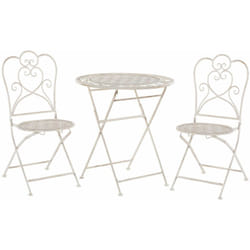 Set da Giardino Moderno in Ferro Beige Tavolino e 2 Sedie Pieghevoli Trieste