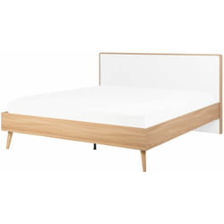 Letto Marrone Chiaro con Testiera Bianca e Rete a Doghe 140 x 200 cm Serris