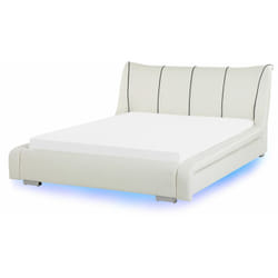 Letto a Doghe in Pelle Testiera Imbottita Illuminazione LED 140 x 200 cm Nantes