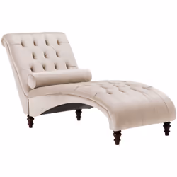 Chaise longue moderna con rivestimento in velluto beige. Aggiungi questa chaise longue in stile vintage. Realizzato in vellut ...