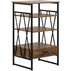 Consolle Mobile tv Legno Scuro e Metallo 3 Ripiani 1 Cassetto Home Office Mobili Stile Moderno Keene