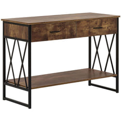 Tavolino consolle con 2 cassetti color legno scuro Ayden