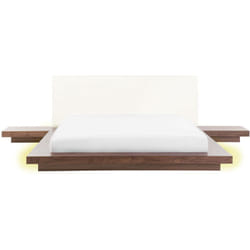 Letto giapponese in legno marrone con led 160 x 200 cm Zen