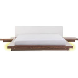 Letto giapponese in legno marrone con led 180 x 200 cm Zen