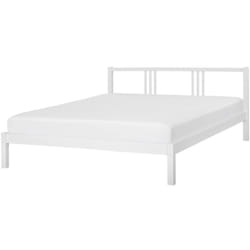 Letto in Legno Bianco con Rete a Doghe Stile Classico 160 x 200 cm Vannes