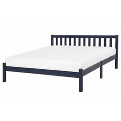 Letto in Legno Blu Navy con Rete a Doghe Testiera Alta 160 x 200 cm Florac