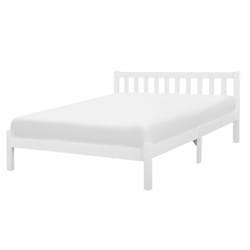 Letto in Legno Bianco con Rete a Doghe Testiera Alta 140 x 200 cm Florac