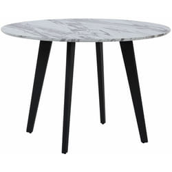 Tavolo da Pranzo Tondo MDF Effetto Marmo Gambe in Metallo Nero 110 cm Mosby