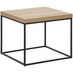 Beliani - Tavolino Piano Legno Chiaro Gambe Metallo Nero 50 x 60 x 60 cm Delano