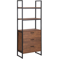 Libreria con 3 mensole color legno scuro e nero Tifton