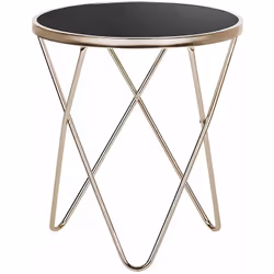 Elegante tavolino con piano in vetro e struttura in metallo. Questo bellissimo tavolino dal look originale, rinnoverà ogni so ...